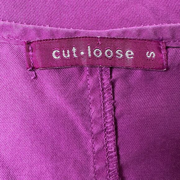 Cut Loose Small Tencel Top Purple Asymmetrical Pocket Lagenlook Made in USA - Picture 5 of 11